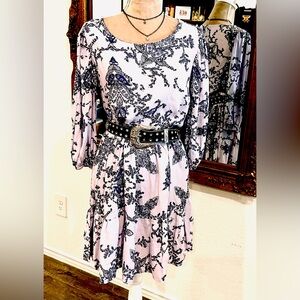 Purple Paisley Print mini Prairie Dress Sz Medium, Forever 21 boho western goth